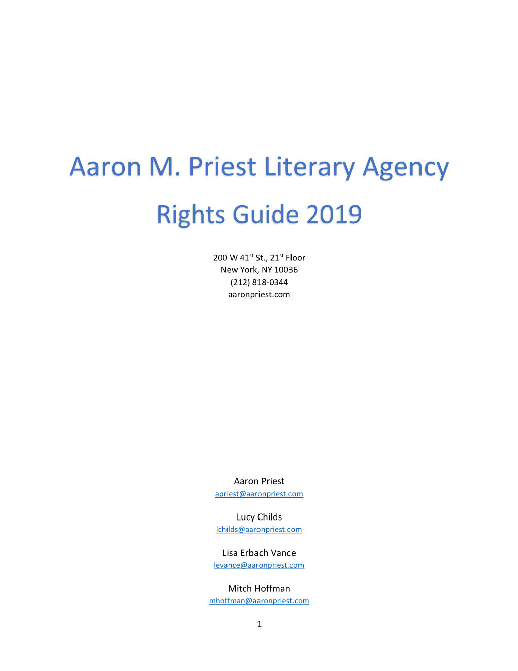 Aaron M. Priest Literary Agency