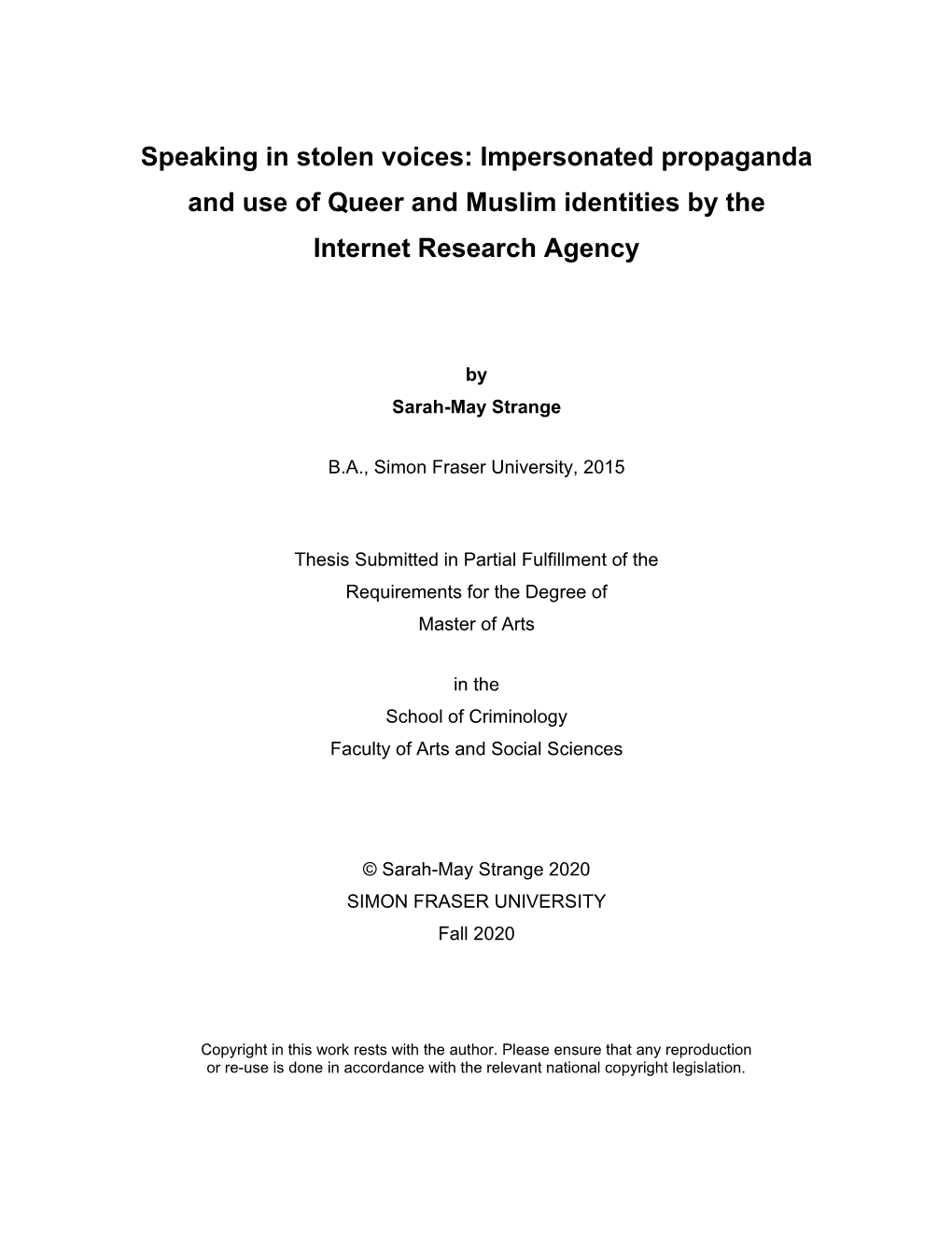 Impersonated Propaganda and Use of Queer and Muslim Identities by the Internet Research Agency