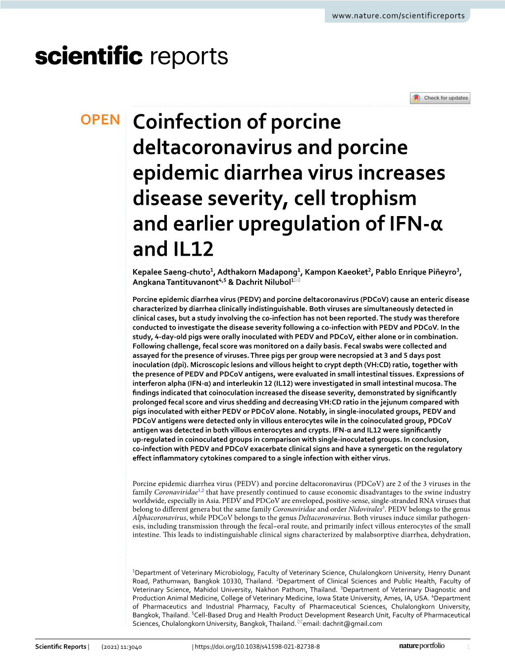 Coinfection of Porcine Deltacoronavirus and Porcine