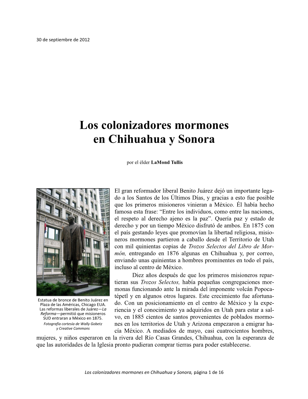 Los Colonizadores Mormones En Chihuahua Y Sonora