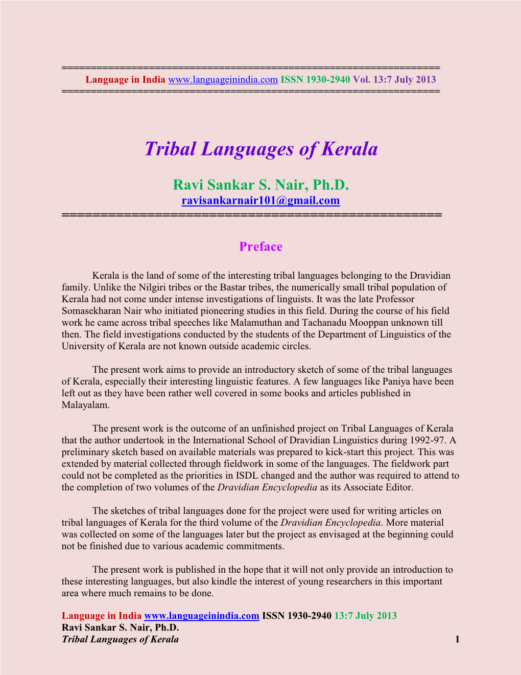 Tribal Languages of Kerala
