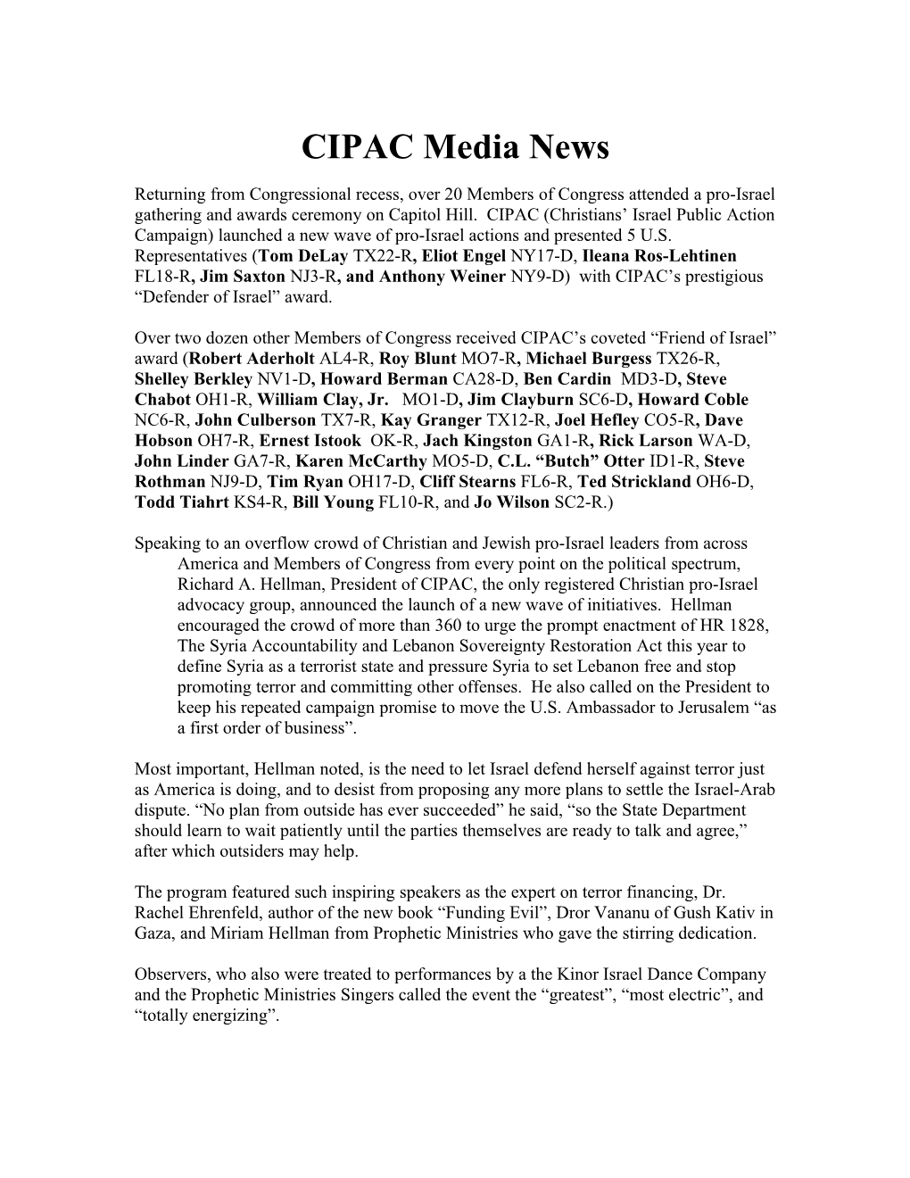 CIPAC Media News