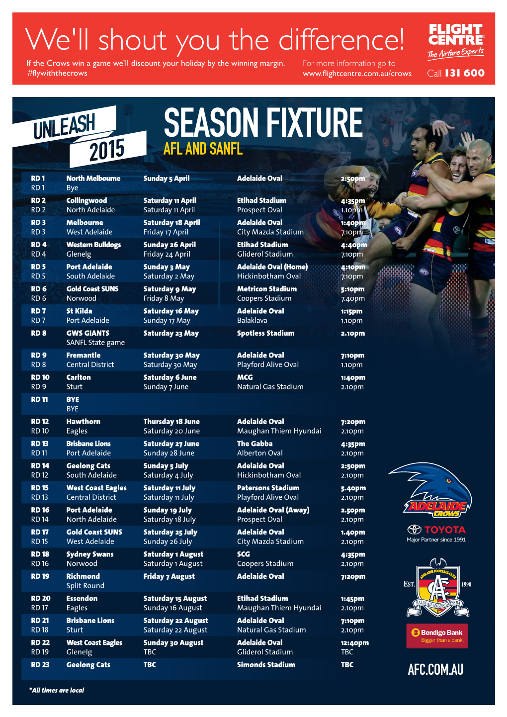 Season Fixture Afl and Sanfl