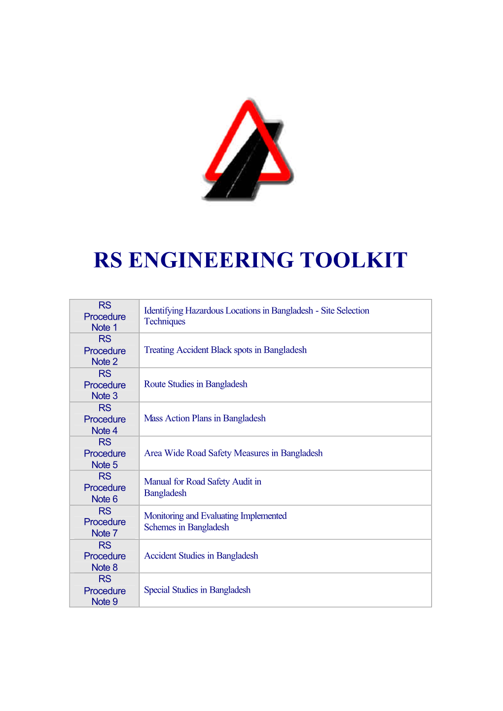 Road Safety Engineering Toolkit