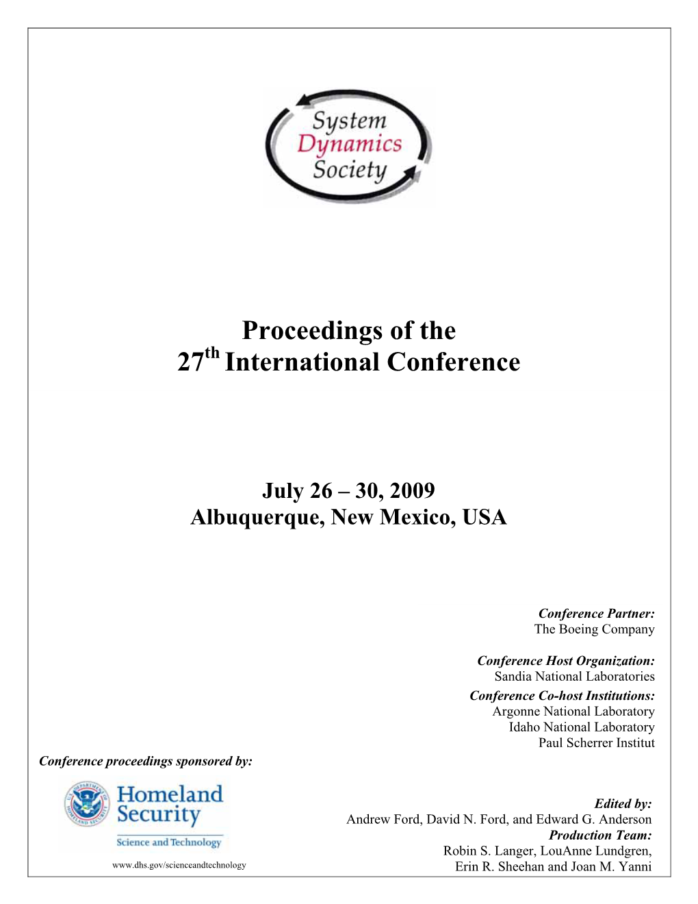 Proceedings of the 27 International Conference