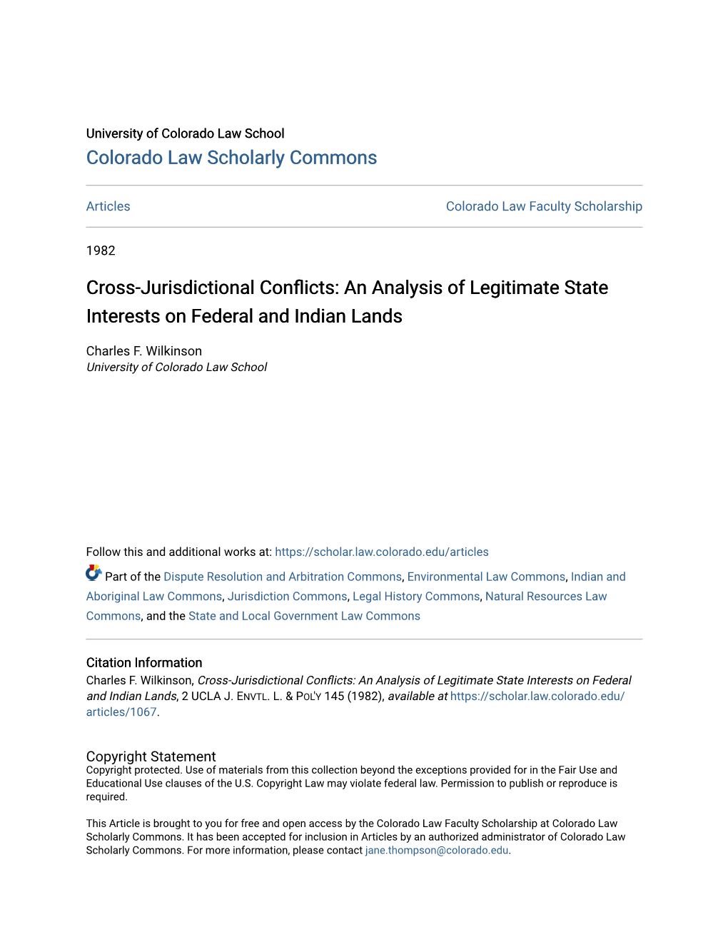 An Analysis of Legitimate State Interests on Federal and Indian Lands