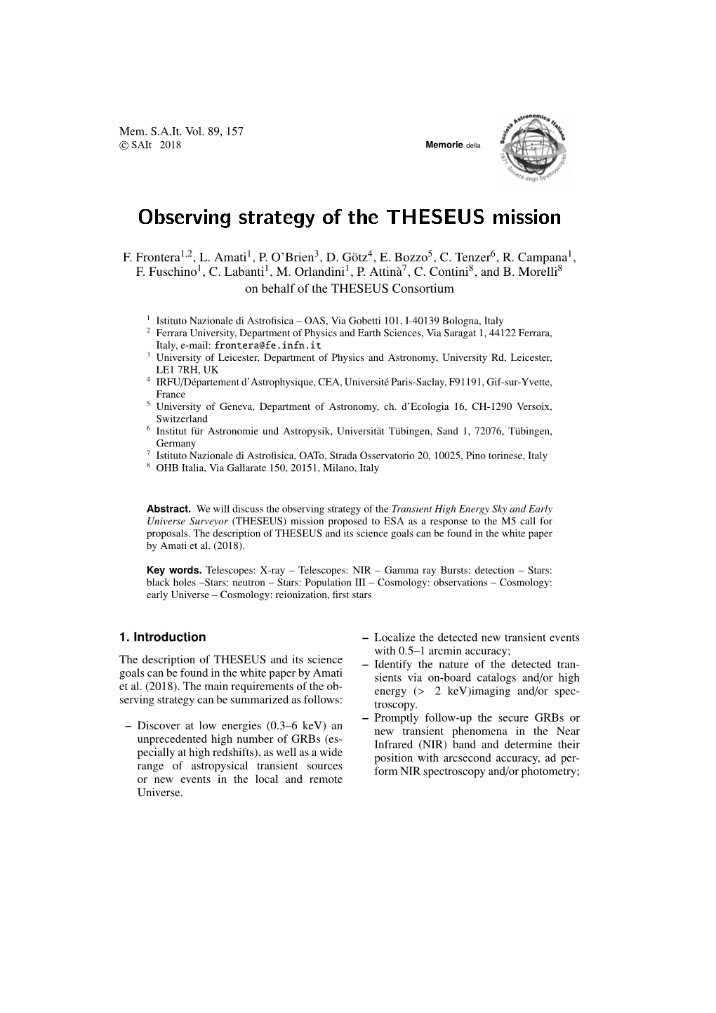 Observing Strategy of the THESEUS Mission