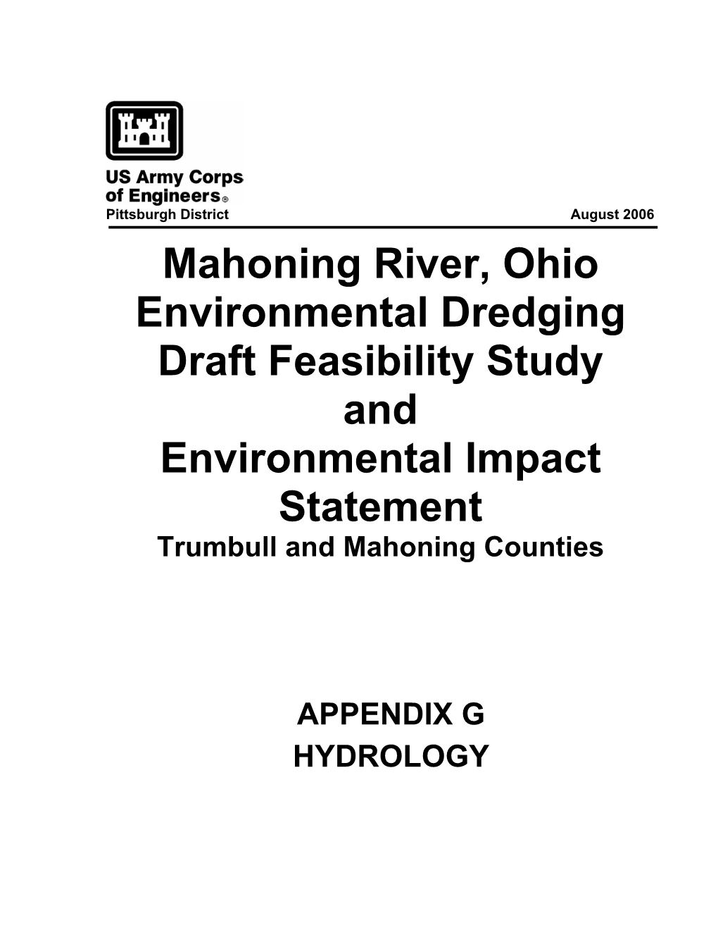 Mahoning River, Ohio Environmental Dredging Draft Feasibility Study and Environmental Impact Statement Trumbull and Mahoning Counties