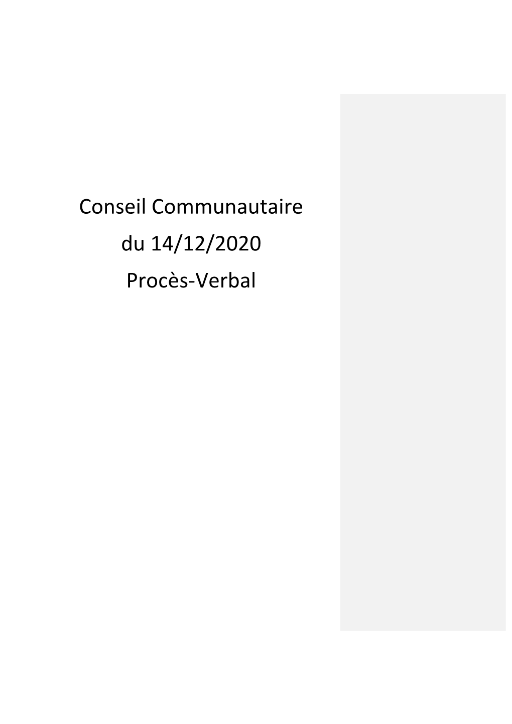 Projet De PV Du Conseil Du 14 Décembre 2020 V2