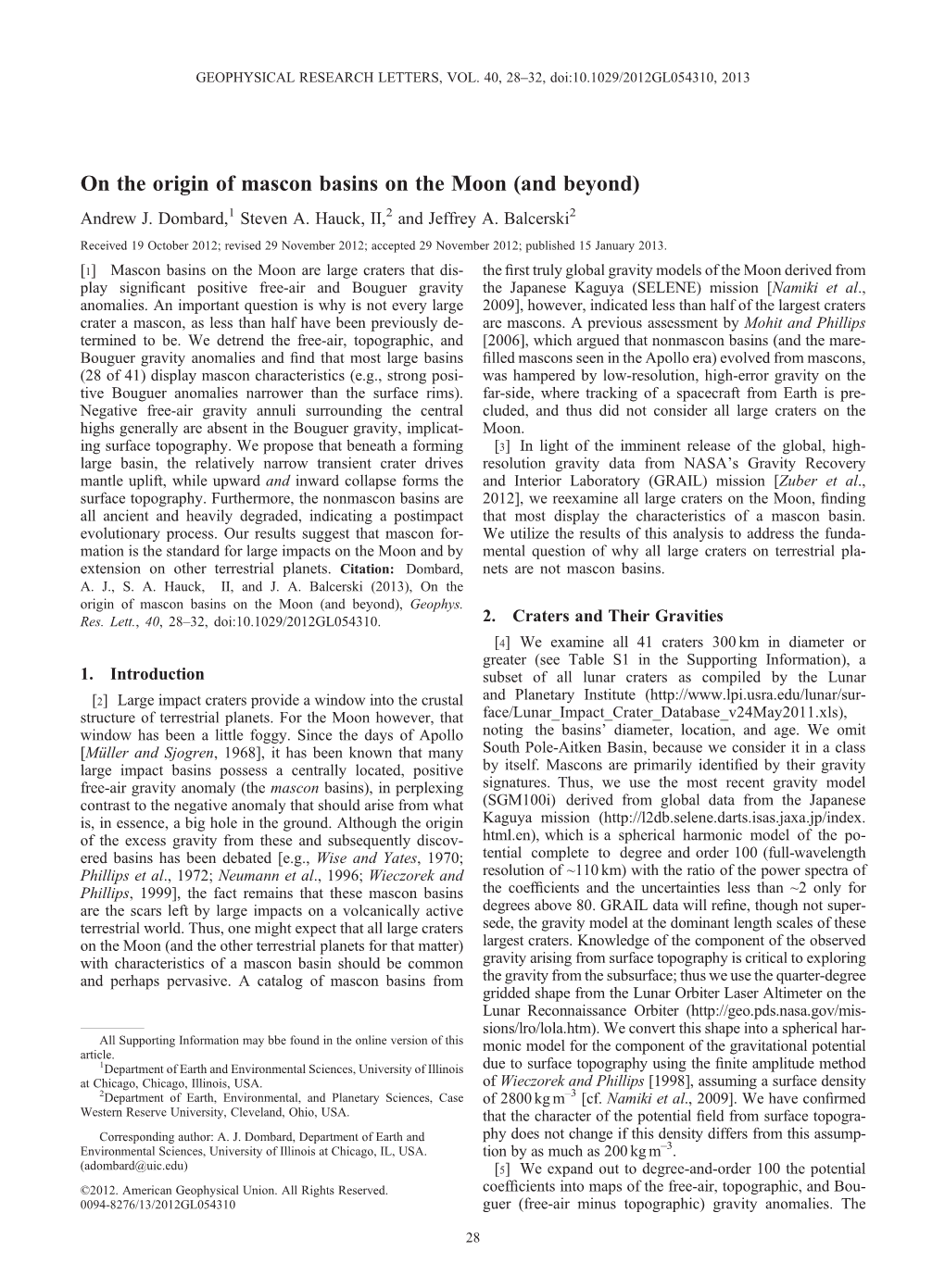 On the Origin of Mascon Basins on the Moon (And Beyond) Andrew J