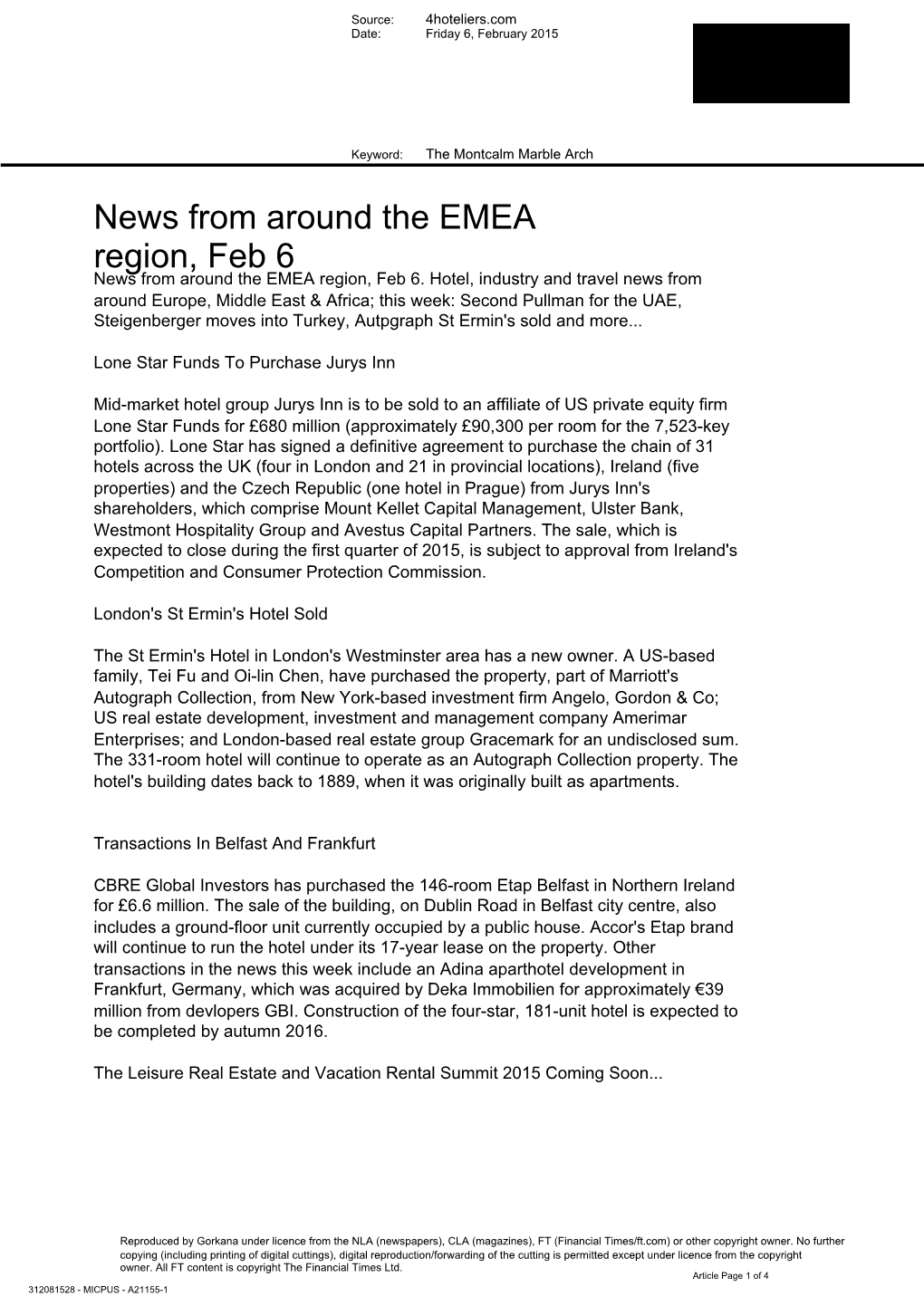 News from Around the EMEA Region, Feb 6 News from Around the EMEA Region, Feb 6