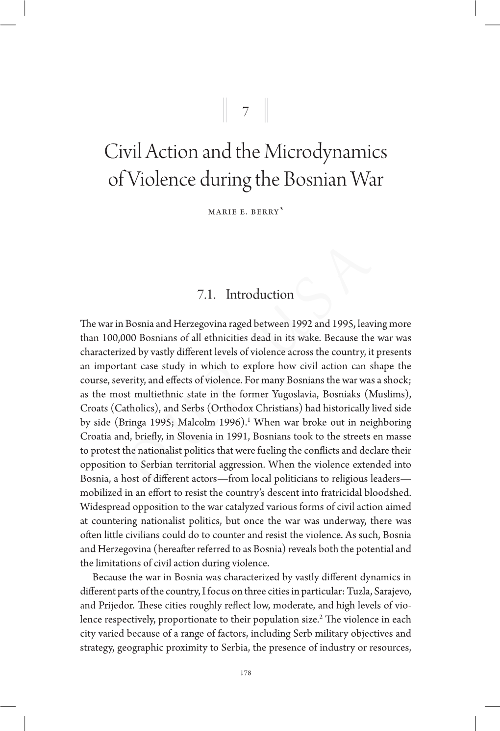 Civil Action and the Microdynamics of Violence During the Bosnian War