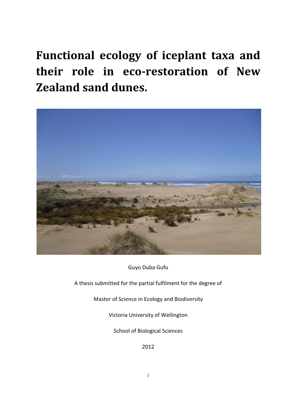 Functional Ecology of Iceplant Taxa and Their Role in Eco-Restoration of New Zealand Sand Dunes