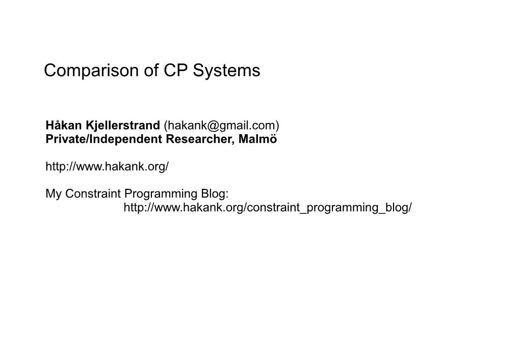 Comparison of CP Systems