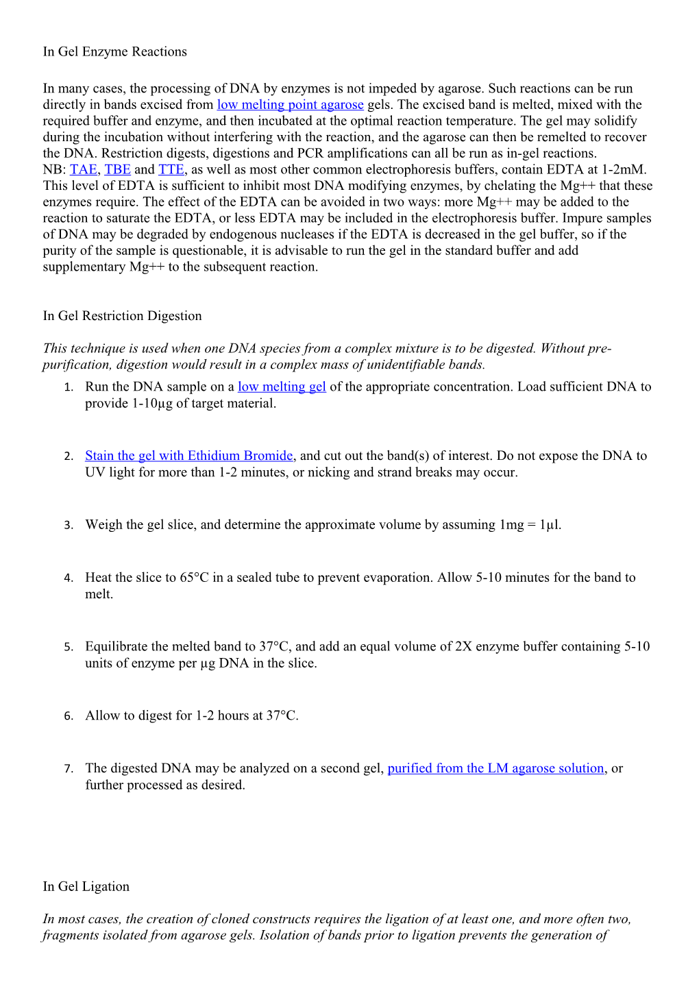 In Gel Restriction Digestion