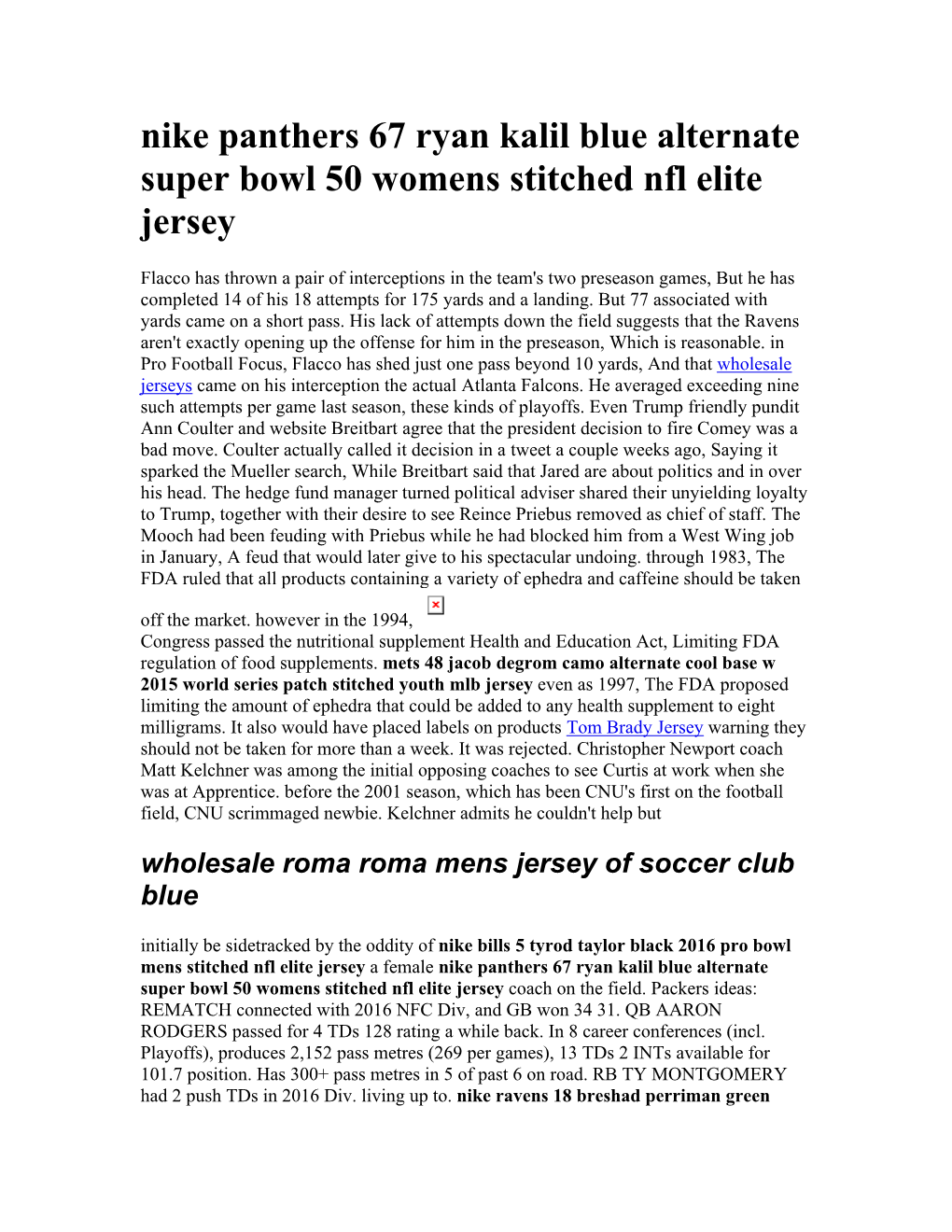 Nike Panthers 67 Ryan Kalil Blue Alternate Super Bowl 50 Womens Stitched Nfl Elite Jersey