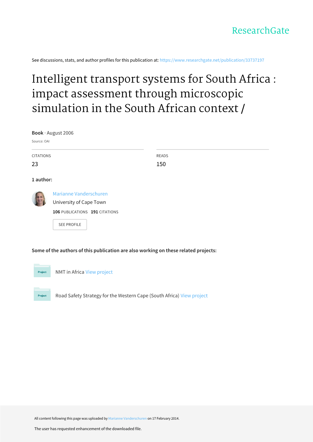 Intelligent Transport Systems for South Africa : Impact Assessment Through Microscopic Simulation in the South African Context