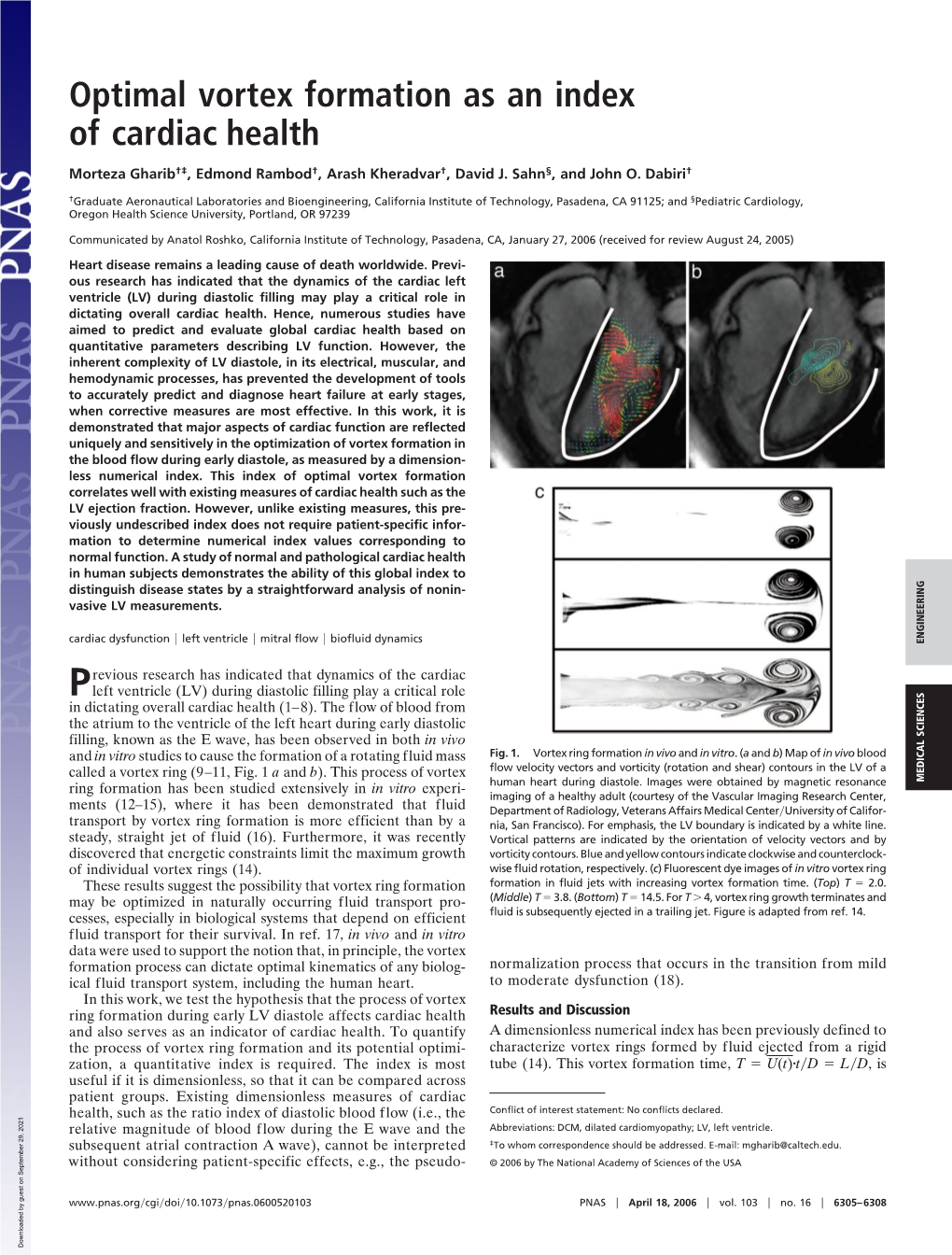 Optimal Vortex Formation As an Index of Cardiac Health