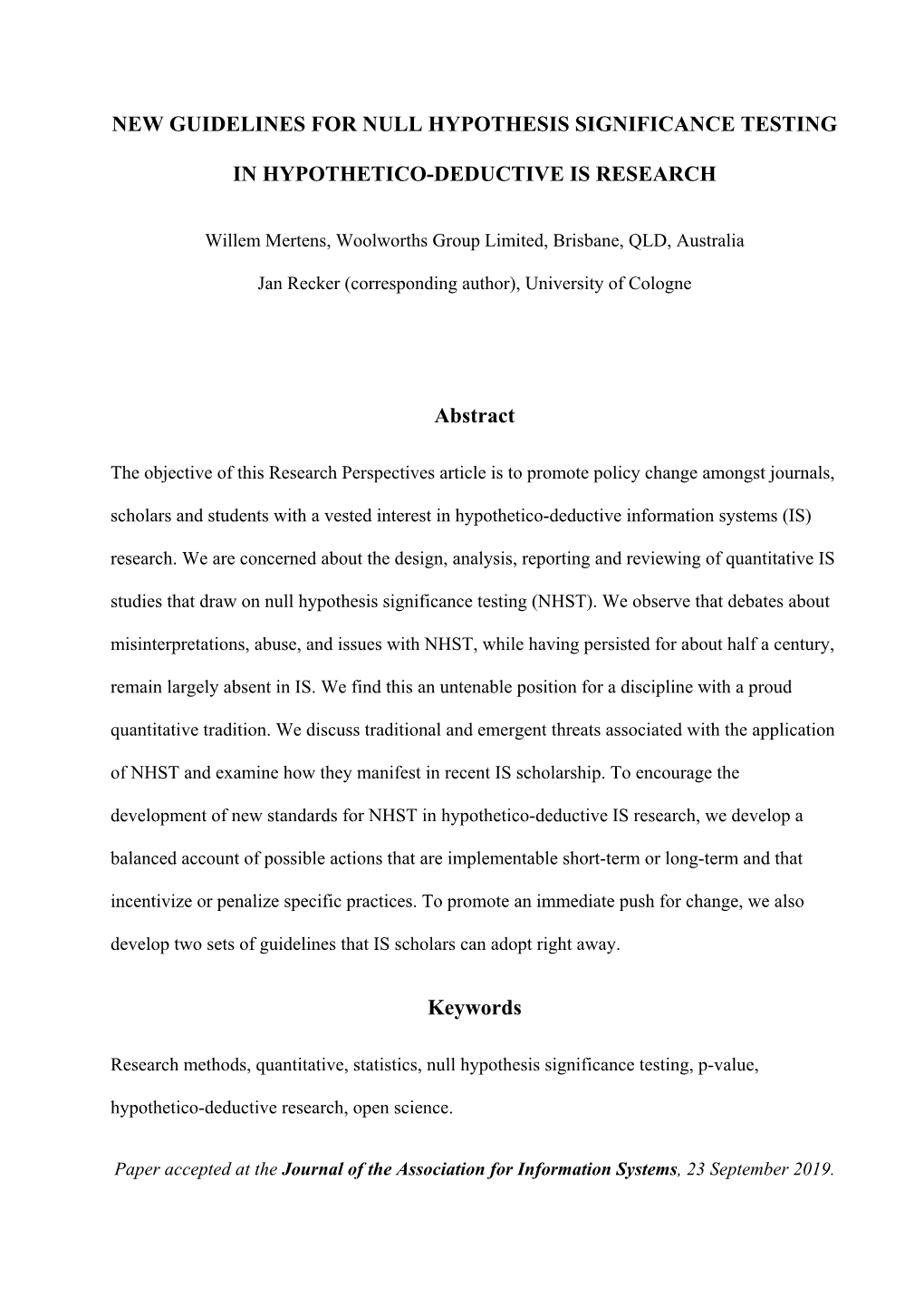 New Guidelines for Null Hypothesis Significance Testing in Hypothetico