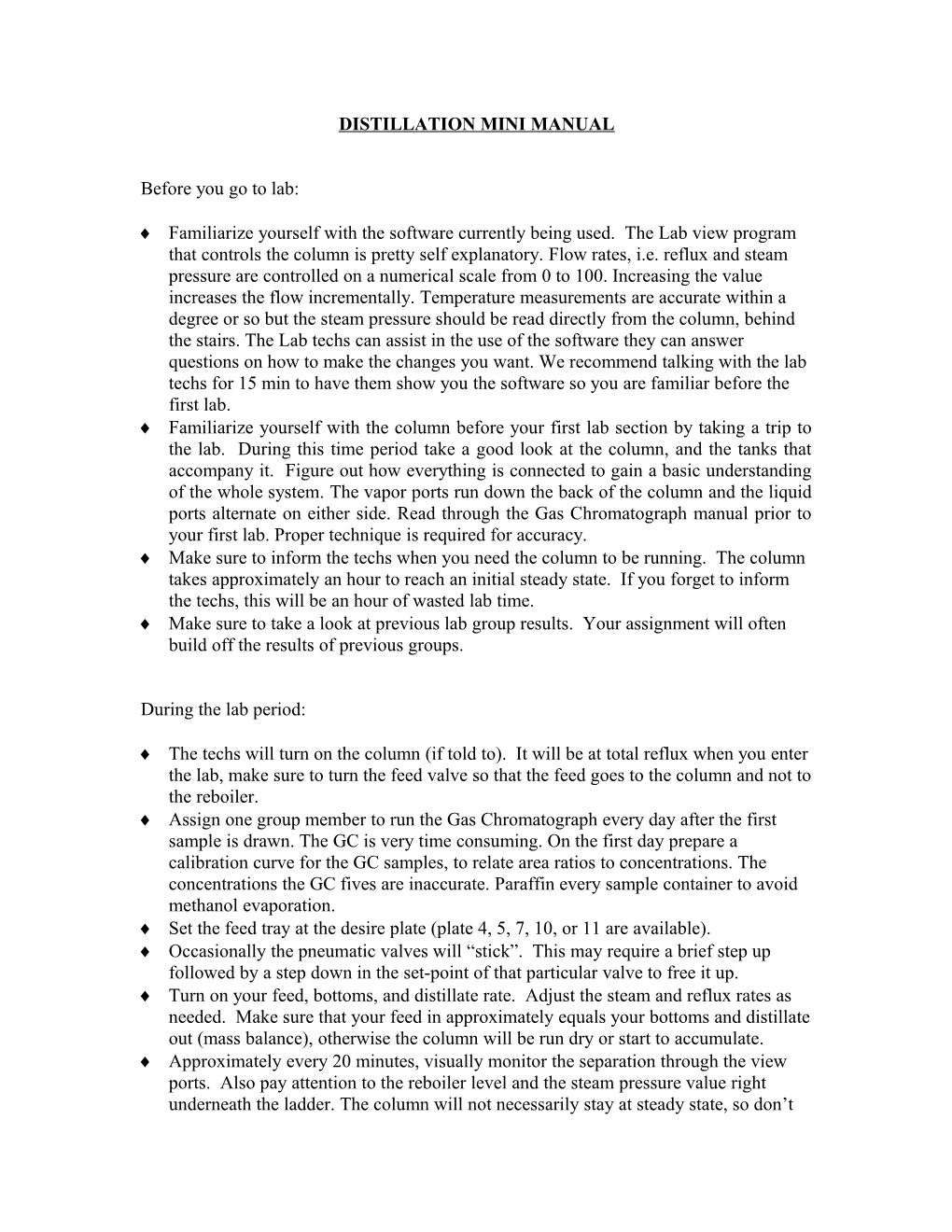 Distillation Mini Manual