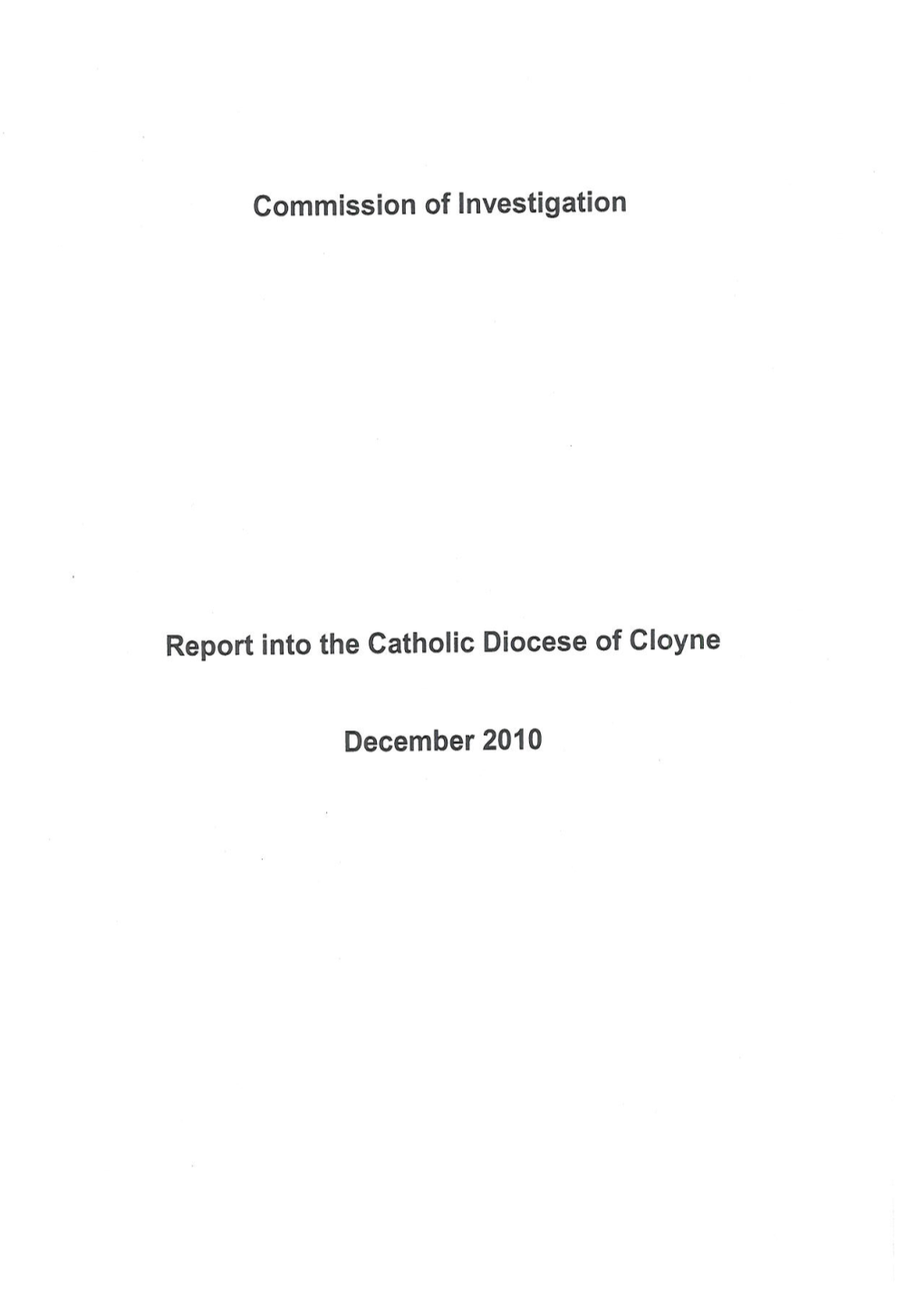 Report Into the Catholic Diocese of Cloyne