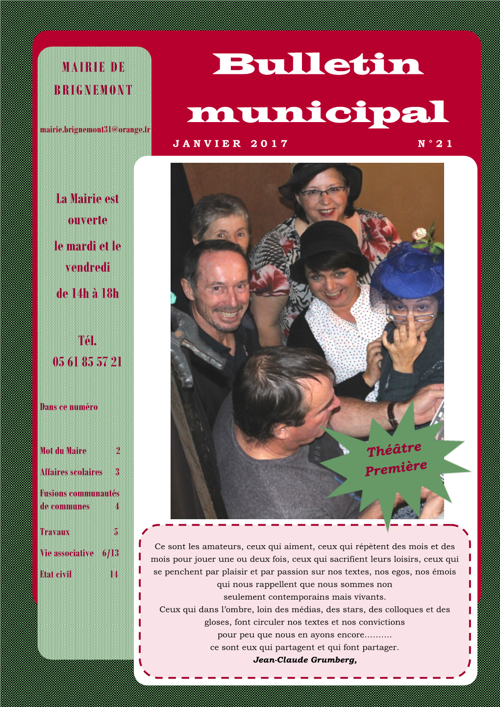 BULLETIN MUNICIPAL JANVIER 2017 P a G E 3 Les Affaires Scolaires