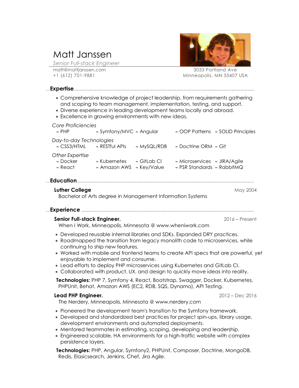 The Resume of Matt Janssen