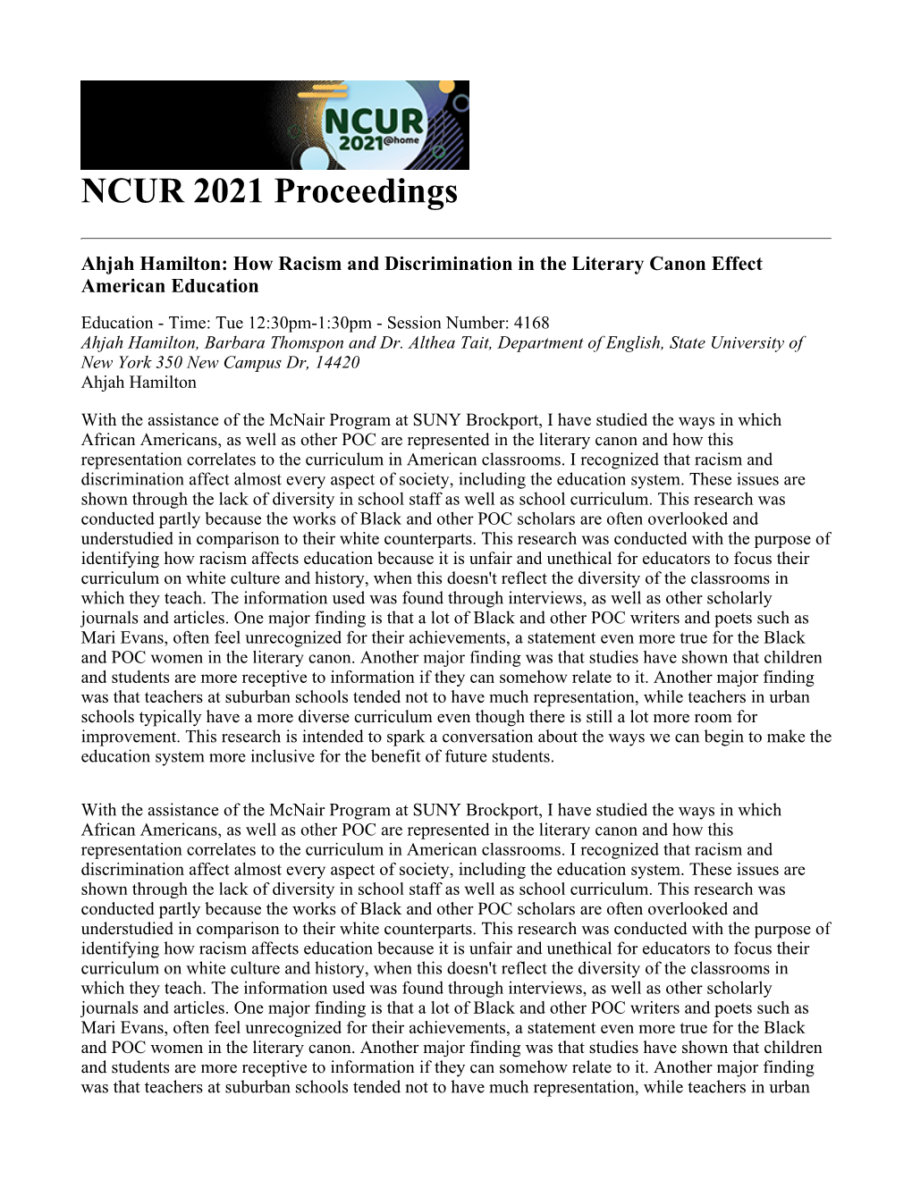 NCUR Proceedings