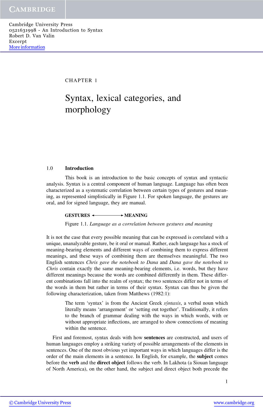 Syntax, Lexical Categories, and Morphology