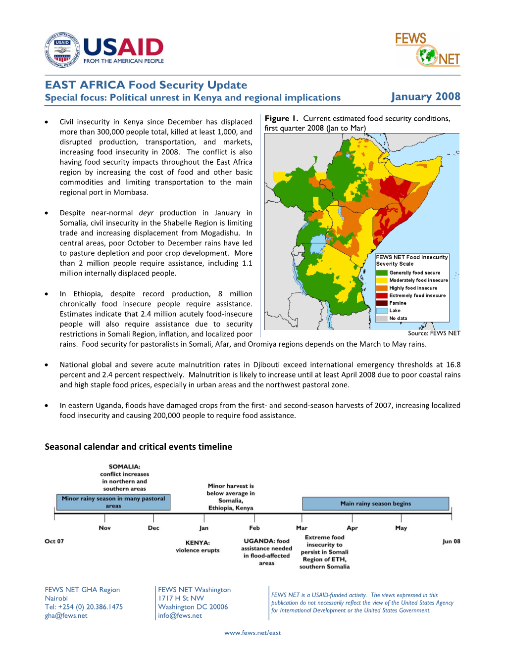 EAST AFRICA Food Security Update January 2008
