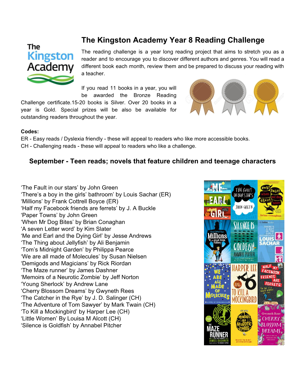 The Kingston Academy Year 8 Reading Challenge