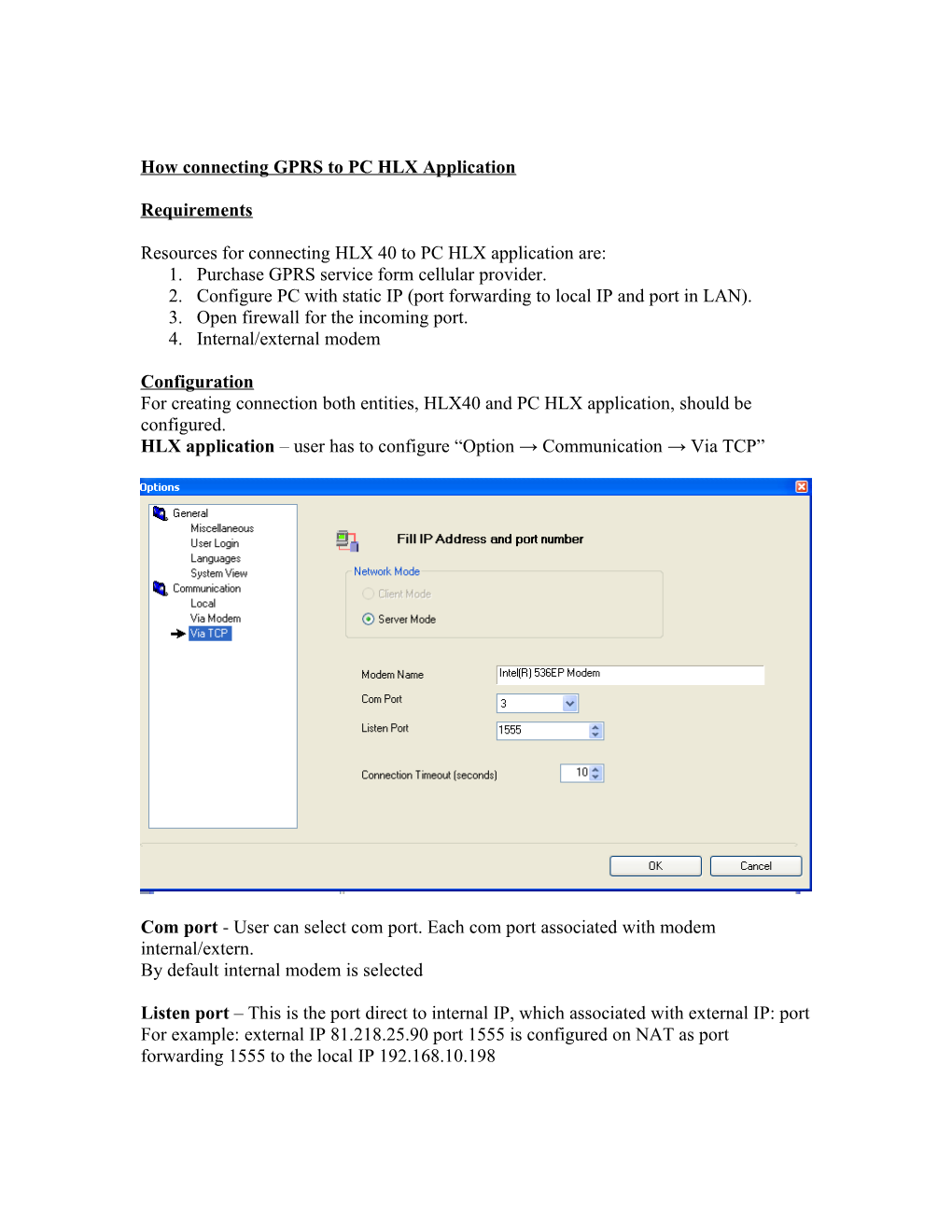 How Connecting GPRS to PC HLX Application