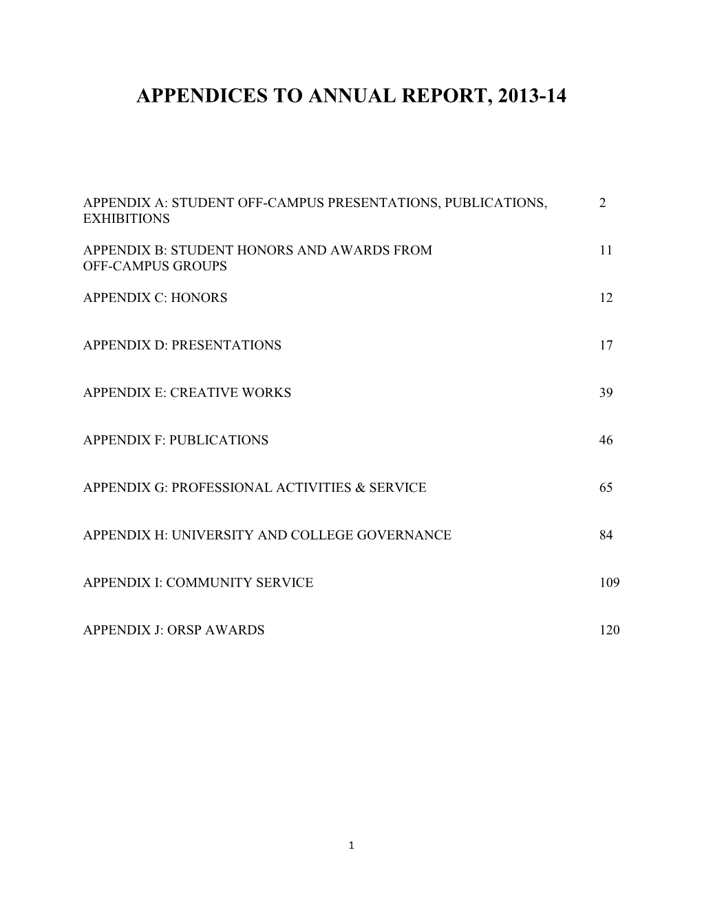 Appendices to Annual Report, 2013-14