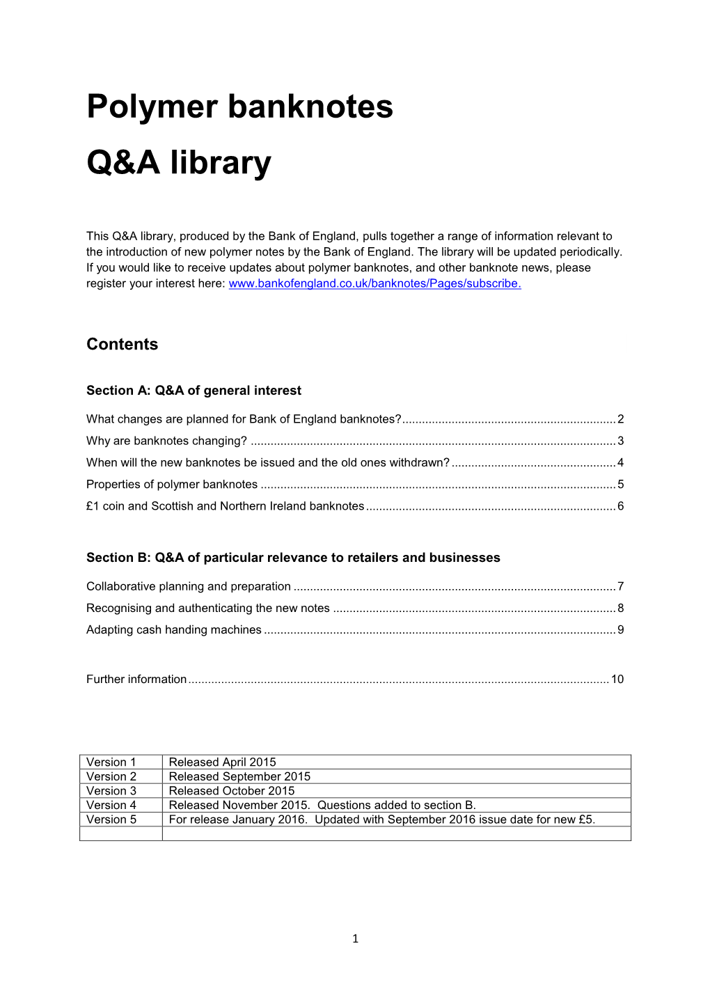 Polymer Banknotes: Q&A Library