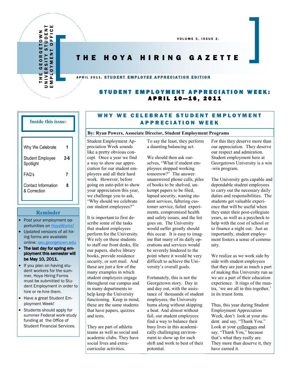 The Hoya Hiring Gazette