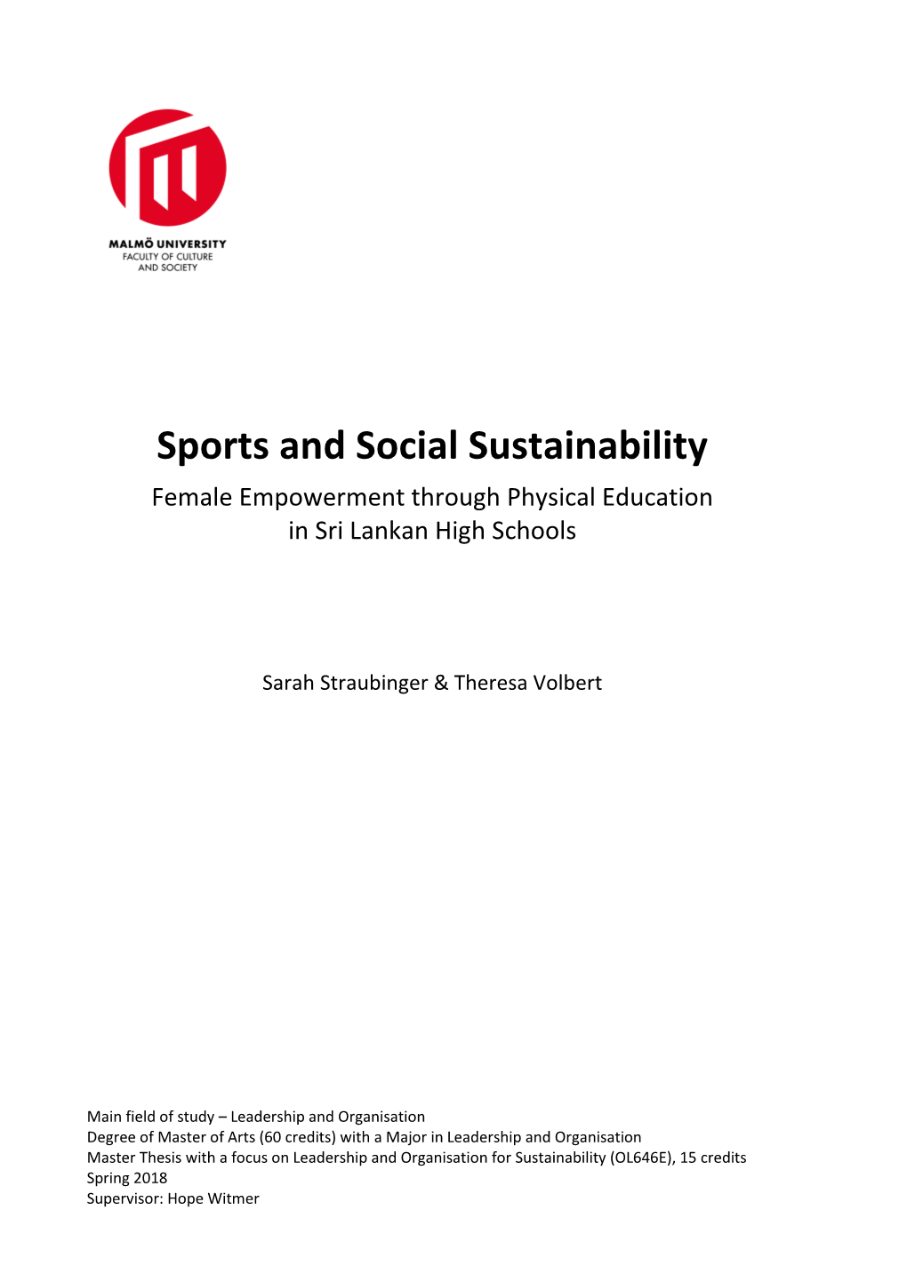 Sports and Social Sustainability Female Empowerment Through Physical Education in Sri Lankan High Schools