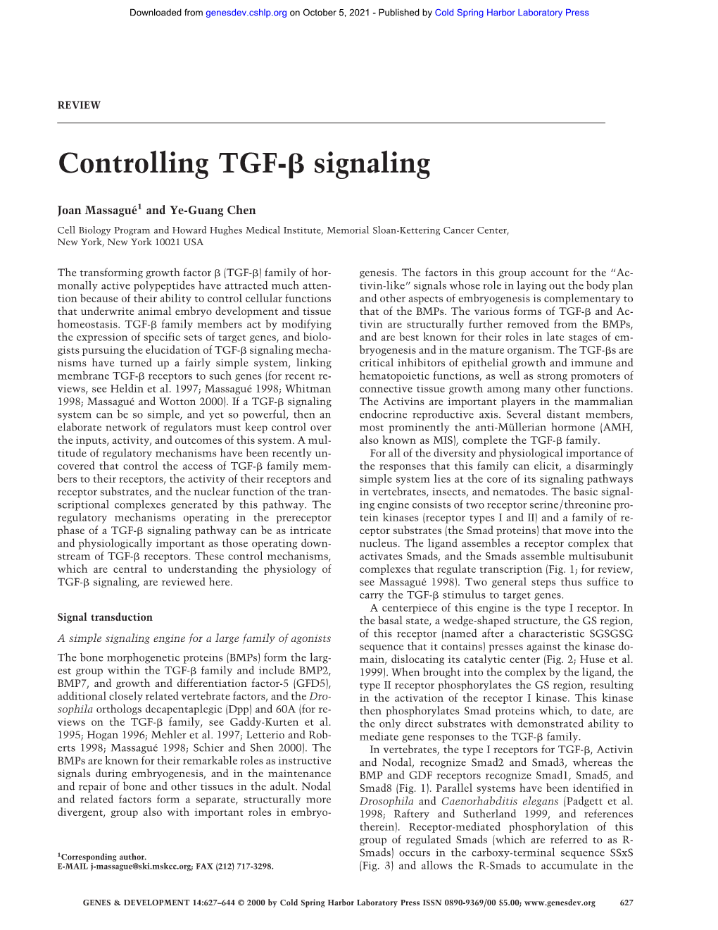 Controlling TGF-ß Signaling