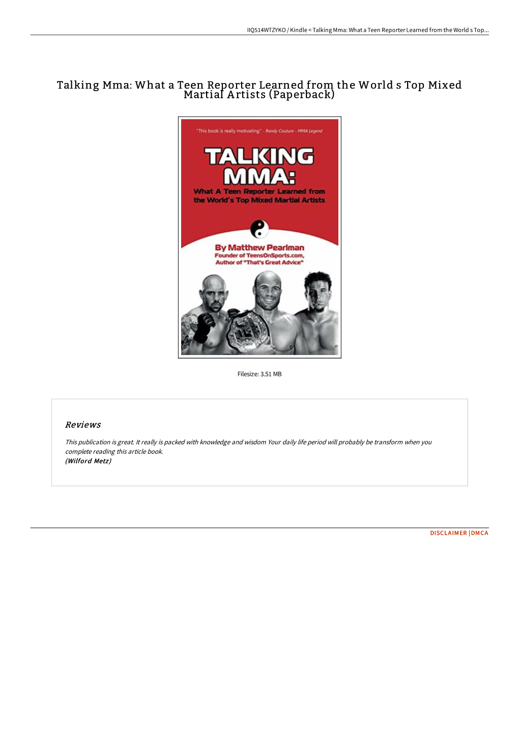 Read Book Talking Mma: What a Teen Reporter Learned from The