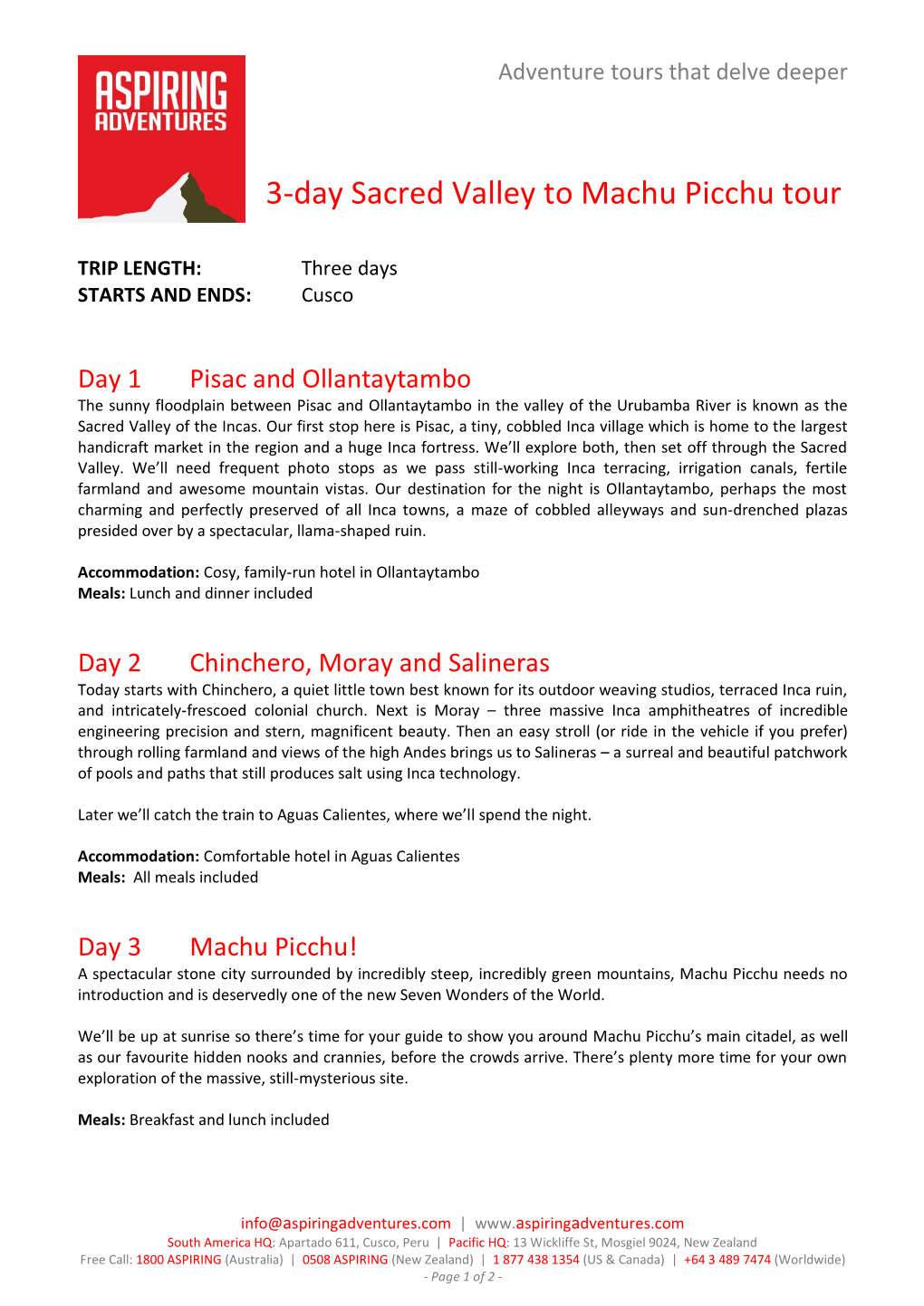 3-Day Sacred Valley to Machu Picchu Tour