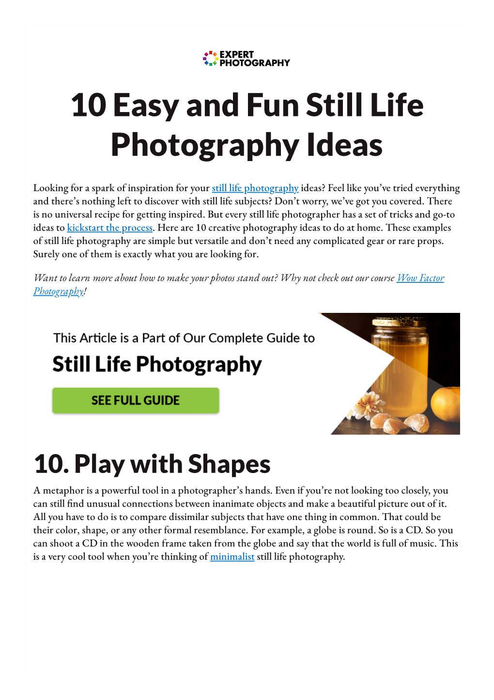 10 Easy and Fun Still Life Photography Ideas