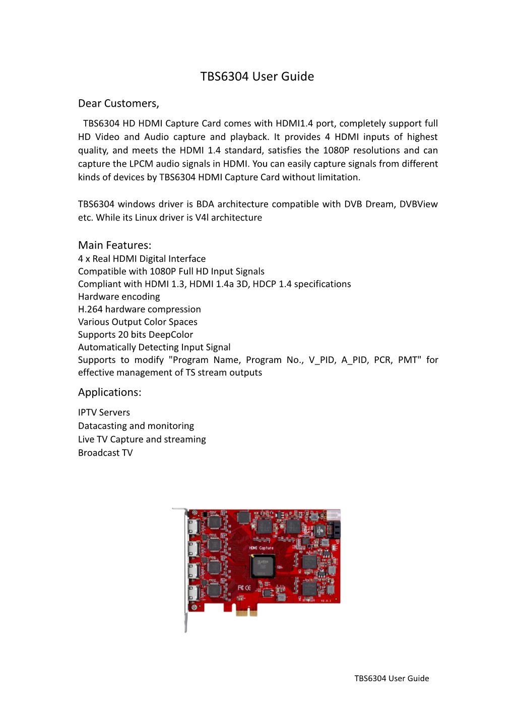 TBS6301 User Guide