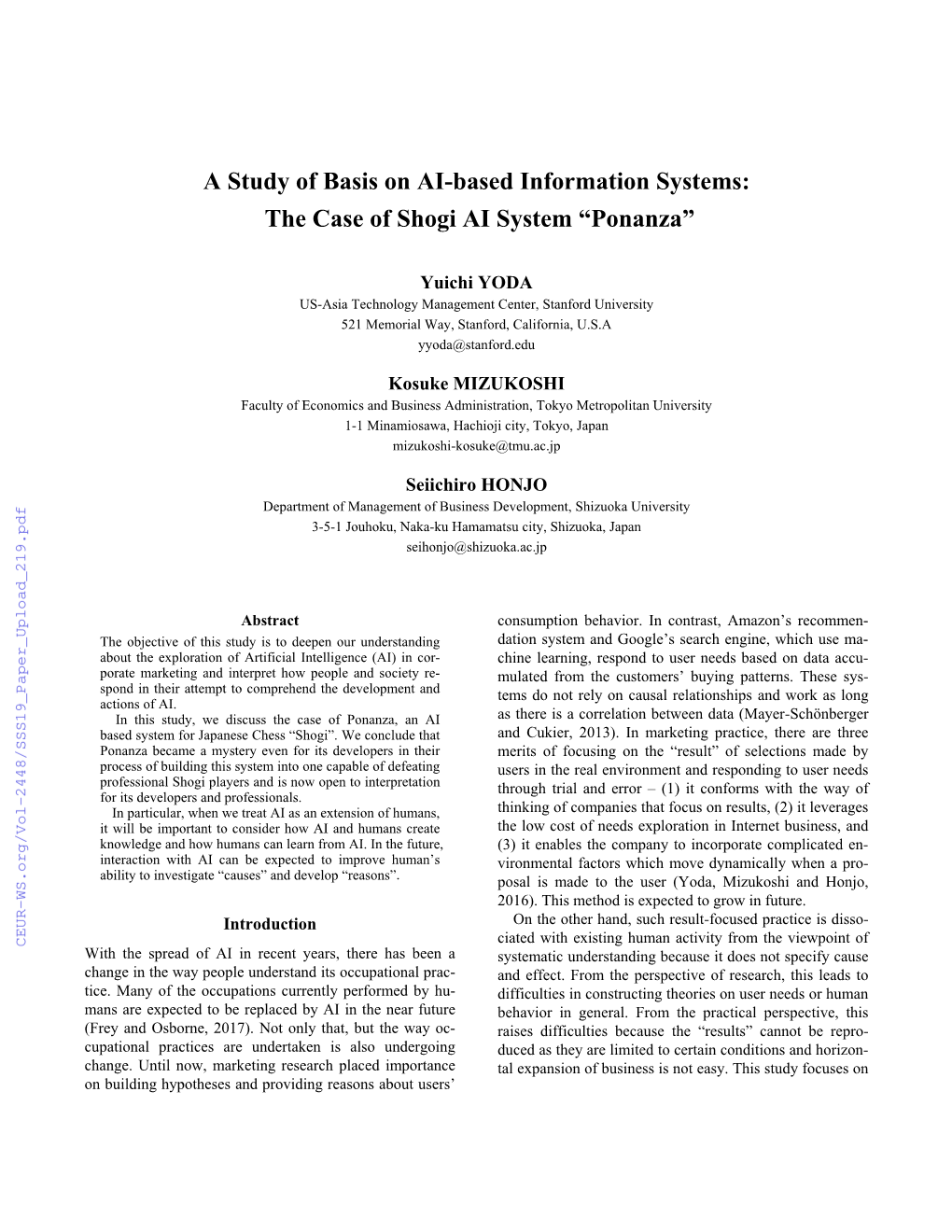 The Case of Shogi AI System "Ponanza