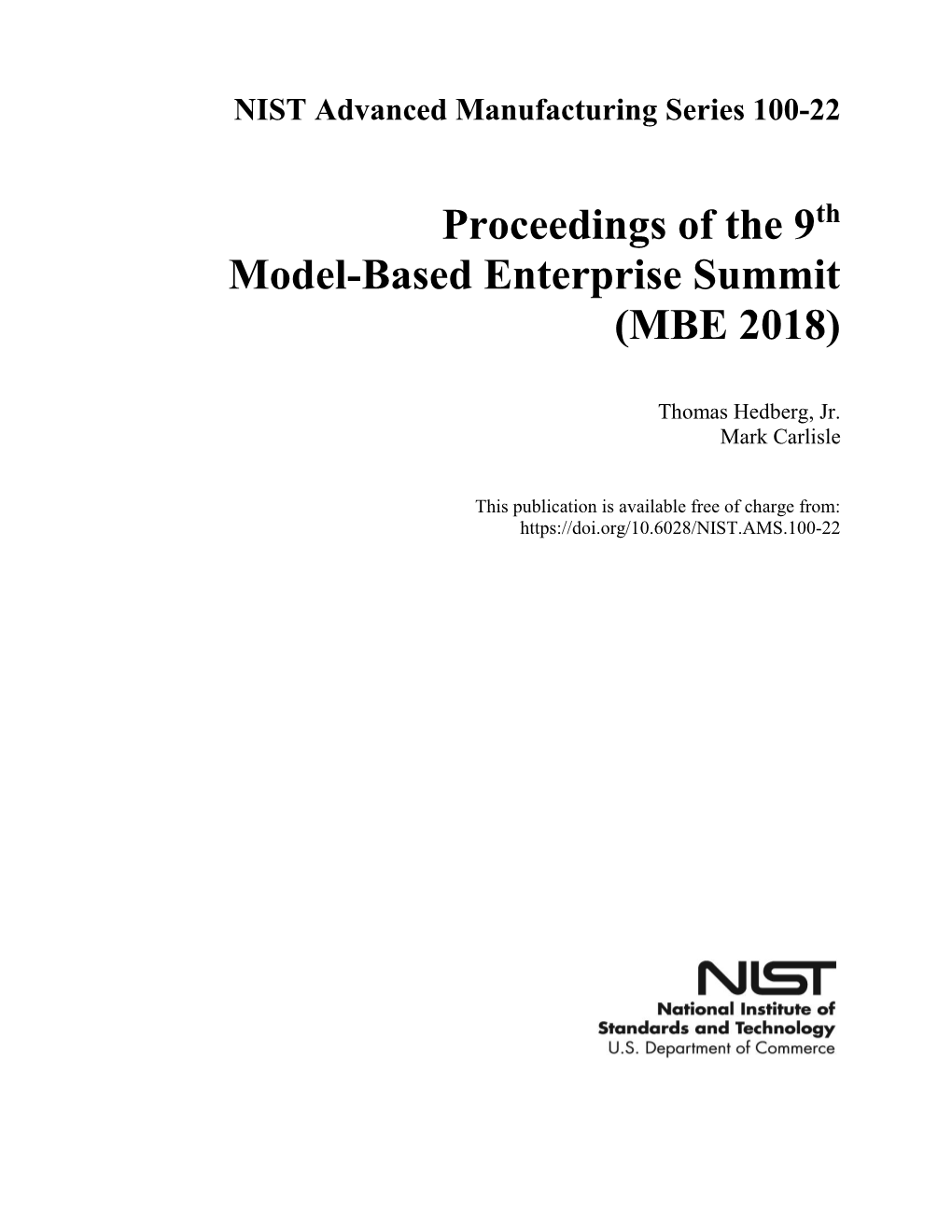Proceedings of the 9Th Model-Based Enterprise Summit (MBE 2018)