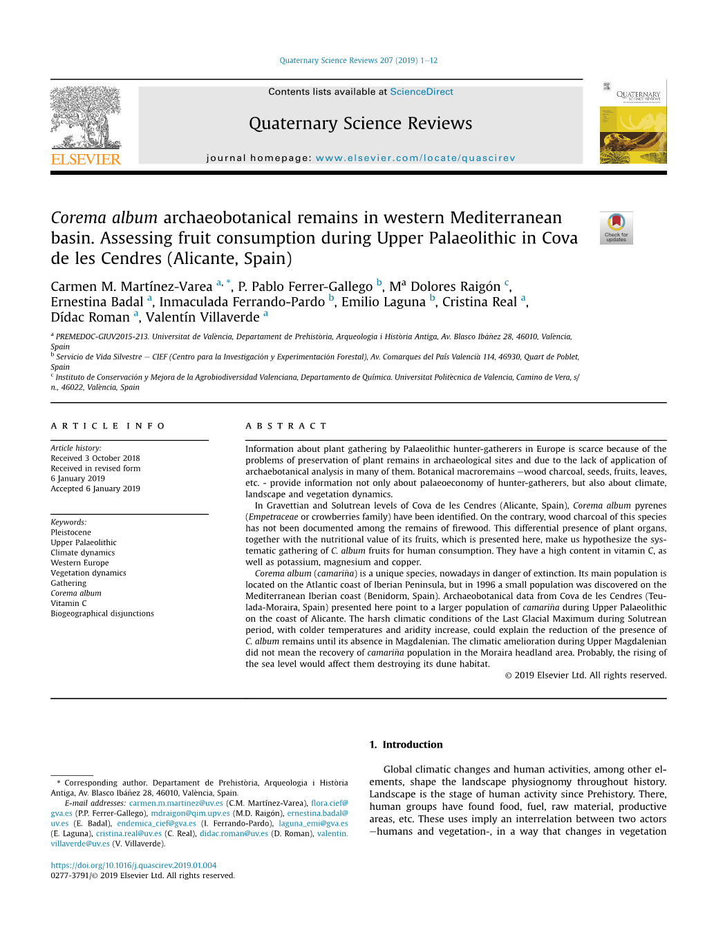 Corema Album Archaeobotanical Remains in Western Mediterranean Basin