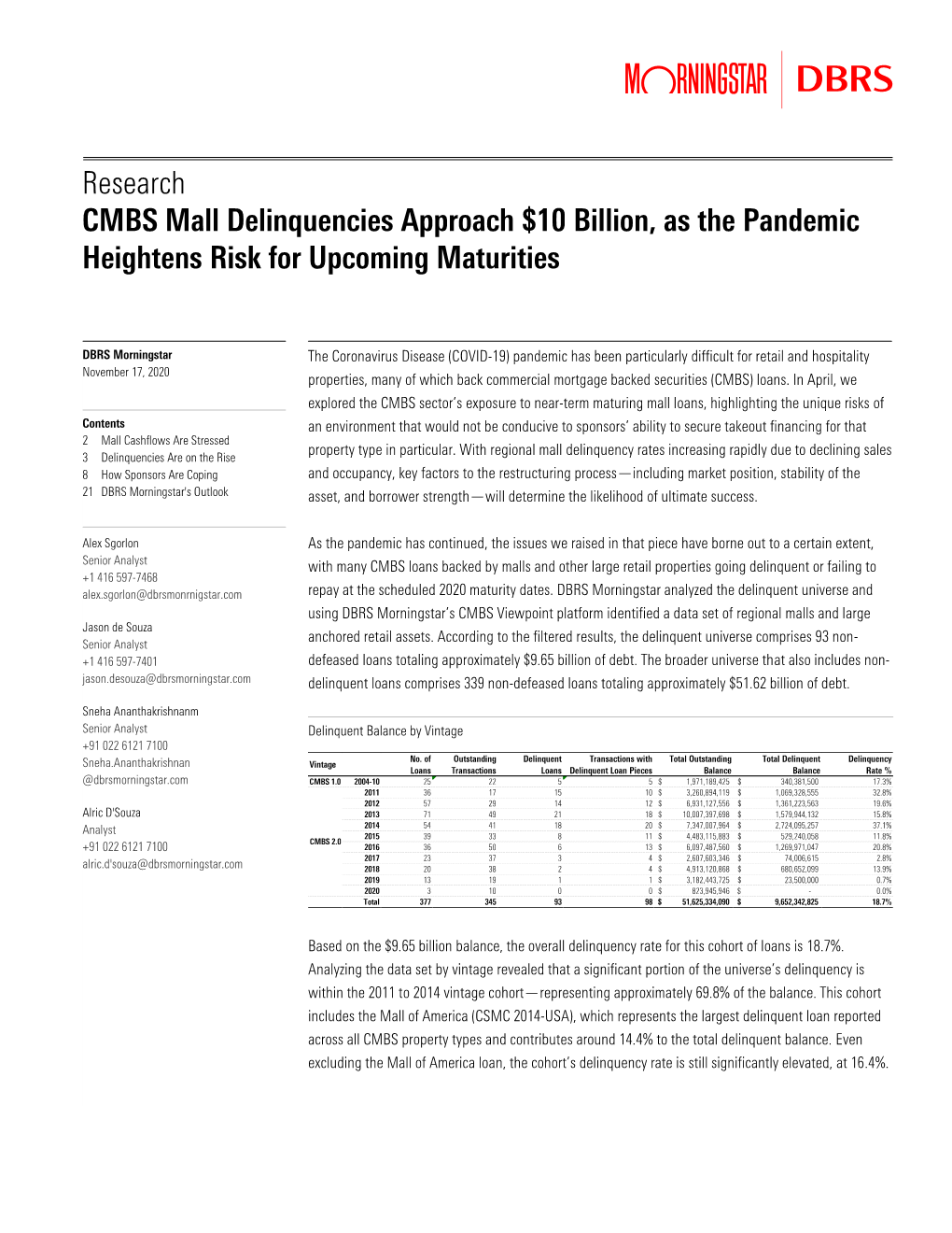 CMBS Mall Delinquencies Approach $10 Billion, As the Pandemic Heightens Risk for Upcoming Maturities