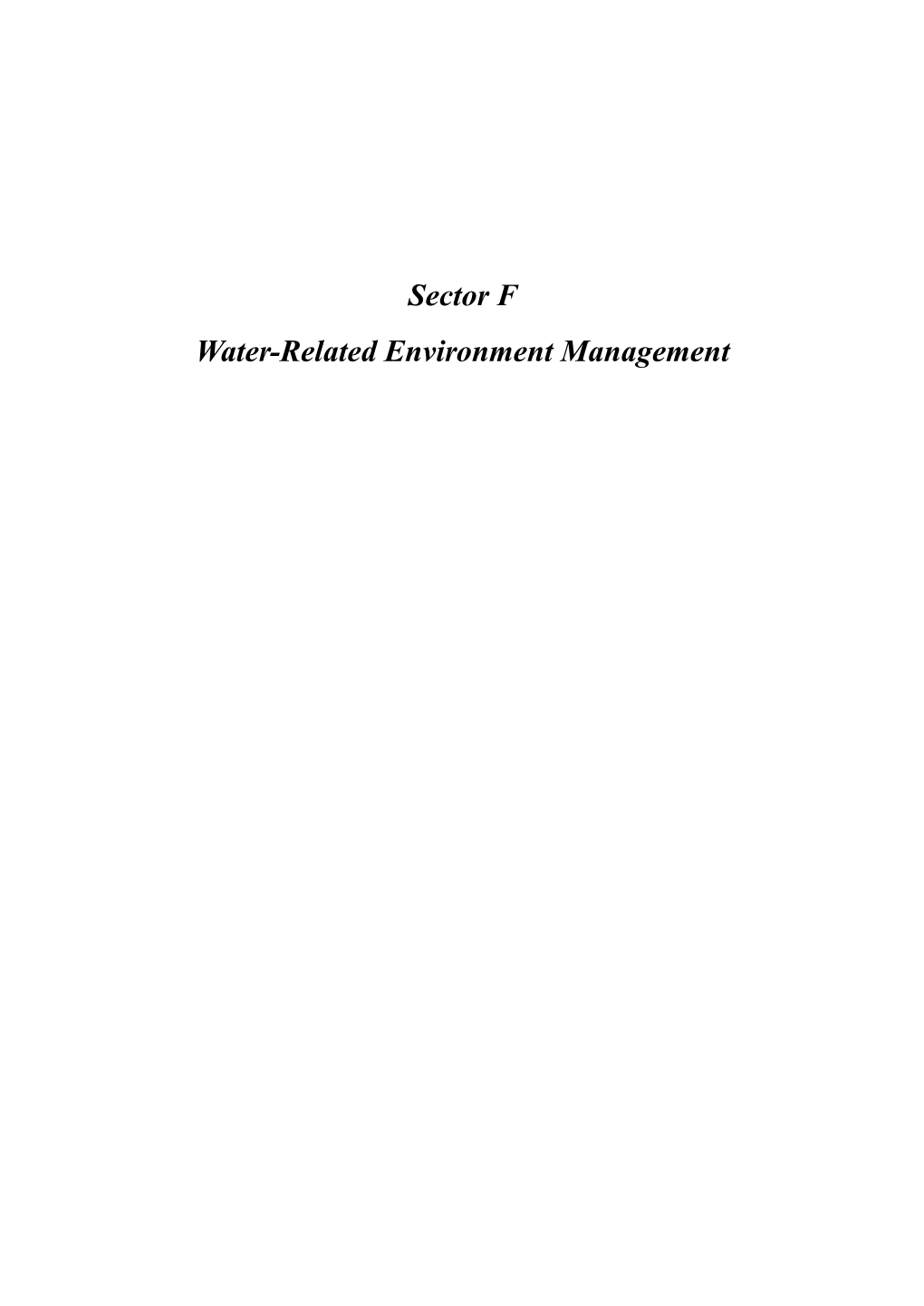 Sector F Water-Related Environment Management