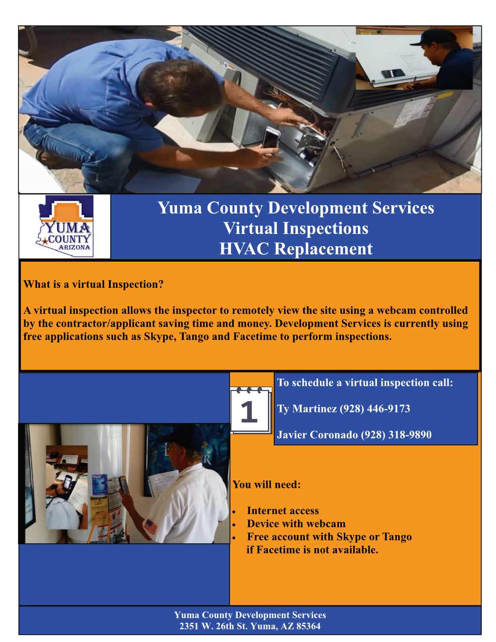 Yuma County Development Services Virtual Inspections HVAC Replacement