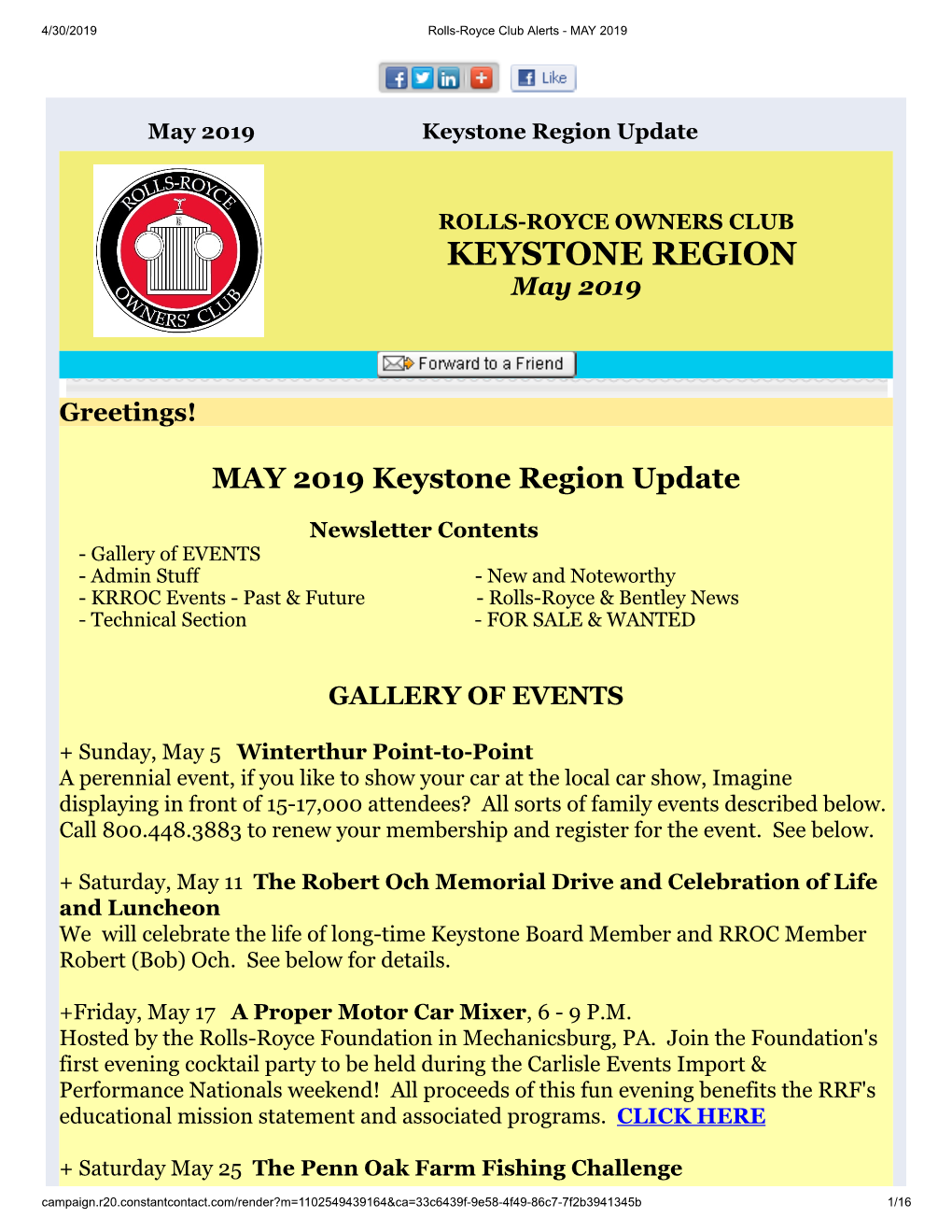 Keystone Region Update
