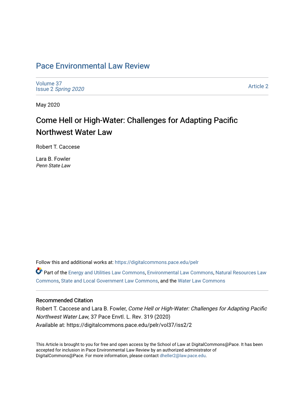 Challenges for Adapting Pacific Northwest Water Law