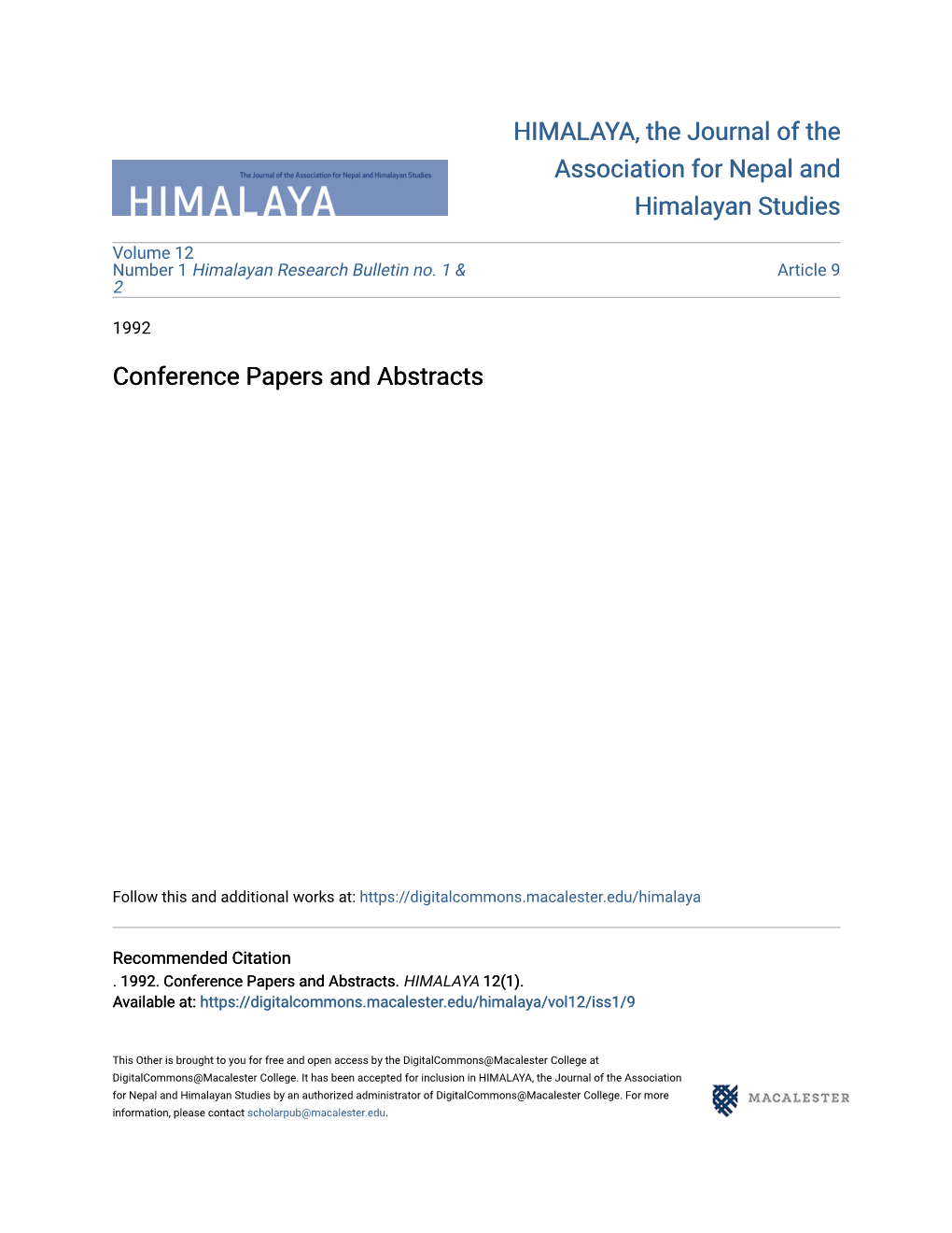 Conference Papers and Abstracts